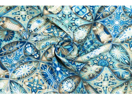 Bavlna režná modré mandaly