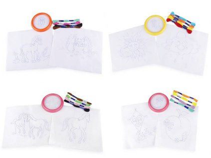 Dětské vyšívání s předtištěným motivem a rámečkem (Balení 1 ks, Varianta 4 viz foto)