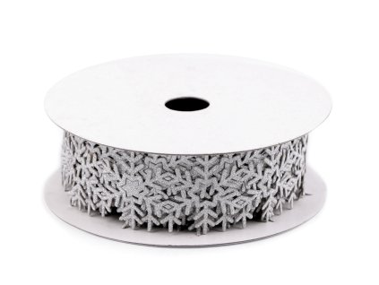 Vianočný samolepiaci prámik vločky šírka 35 mm (Balenie 13.5 m, Variant 1 strieborná)