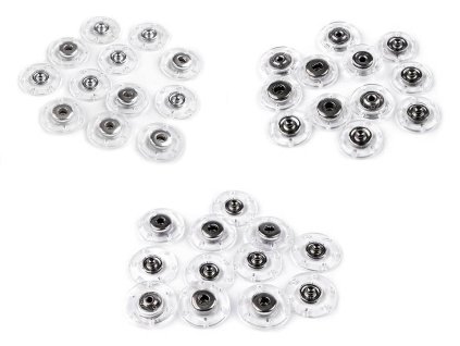 Designové patentky / druky Ø 18; 20; 25 mm (Balení 6 pár, Varianta 1 (18 mm) transparent nikl)