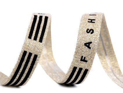 Lampas / odevná stuha s lurexom Fashion šírka 15 mm (Balenie 1 m, Variant 1 strieborná)