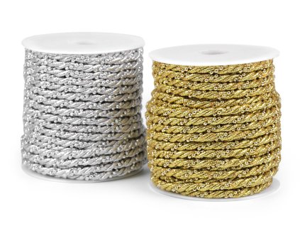 Lurexová kroucená šňůra s kuličkovým řetízkem Ø5 mm (Balení 20 m, Varianta 1 stříbrná)
