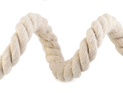 Bavlněná šňůra kroucená Ø18 mm macrame (Balení 1 m, Varianta režná světlá)
