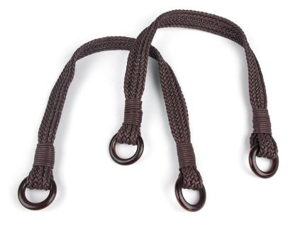 Proplétaná ucha na tašky délka 54 cm s kroužky (Balení 2 ks, Varianta 1 hnědá tmavá)