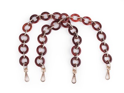 Ucho / řetěz na kabelku s karabinami délka 50 cm (Balení 2 ks, Varianta červenohnědá zlatá)