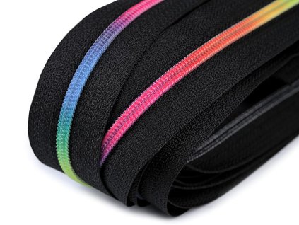 Duhový zip spirálový No 3 metráž (Balení 1 m, Varianta 322 černá)
