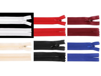 Spirálový zip skrytý No 3 délka 65 cm dederon (Balení 1 ks, Varianta 101 bílá)