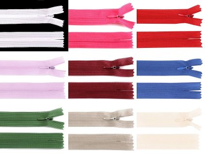 Spirálový zip skrytý No 3 délka 30 cm dederon (Balení 1 ks, Varianta 307 krémová)