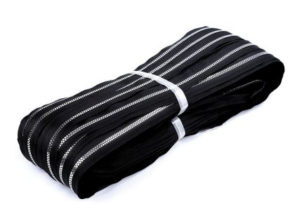 Zip kostěný No 5 kostičky metráž (Balení 1 m, Varianta 2 (322) černá zlatá)