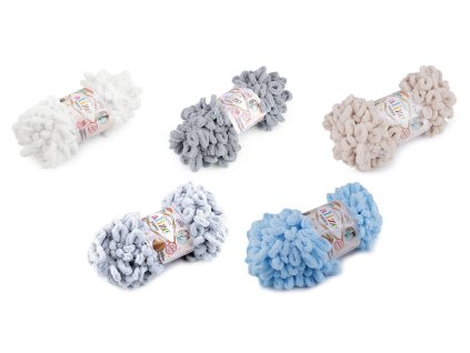 Pletacia priadza Alize Puffy 100 g (Balenie 1 ks, Variant 1 (686) biela čierna)