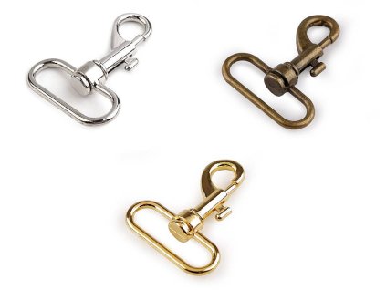 Kovová karabina otočná, průvlek 38 mm (Balení 2 ks, Varianta 2 staromosaz)