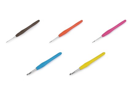 Háček na háčkování se silikonovou rukojetí vel. 2-6 (Balení 1 ks, Varianta 6 (4,5 mm) náhodná barva)