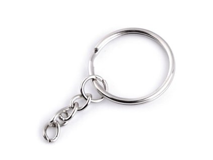 Kroužek na klíče Ø25 mm s řetízkem (Balení 100 ks, Varianta 1 nikl)