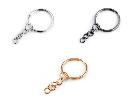 Kroužek na klíče Ø25 mm s řetízkem (Balení 10 ks, Varianta 1 nikl)