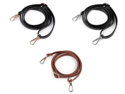 Koženkový popruh / ucho na kabelku s karabinami šíře 1 cm (Balení 1 ks, Varianta 1 černá zlatá)