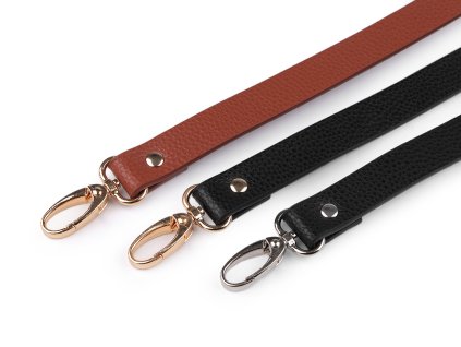 Koženkové ucho s karabinami na kabelku délka 41-43 cm (Balení 1 ks, Varianta 1 hnědá koňak zlatá)