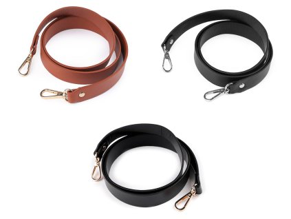 Koženkový popruh / ucho na kabelku s karabinami šíře 2,4 cm (Balení 1 ks, Varianta 1 hnědá koňak zlatá)