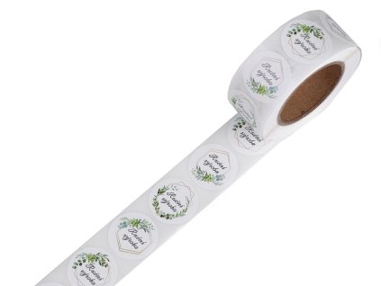 Papírové samolepky Ruční výroba Ø25 mm (Balení 1 svaz., Varianta 1 ruční výroba hnědá přírodní)