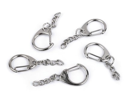 Kovová karabinka s řetízkem 18x48 mm (Balení 5 ks, Varianta nikl)