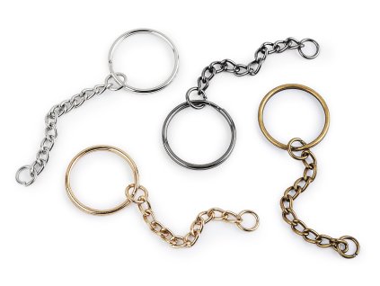 Kroužek na klíče Ø25 mm s řetízkem (Balení 10 ks, Varianta 1 nikl)