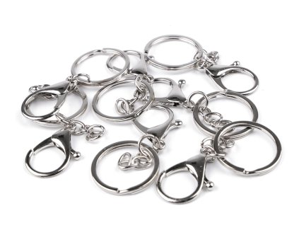 Karabina s kroužkem a řetízkem na klíče (Balení 2 ks, Varianta nikl)