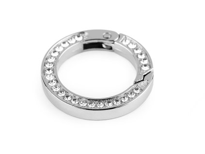 Karabina kulatá s broušenými kamínky Ø24 mm (Balení 1 ks, Varianta 1 nikl crystal)