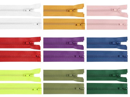 Zip kostěný No 5 dělitelný 2 jezdce / dvoucestný 80 cm bundový (Balení 1 ks, Varianta 148 červená)