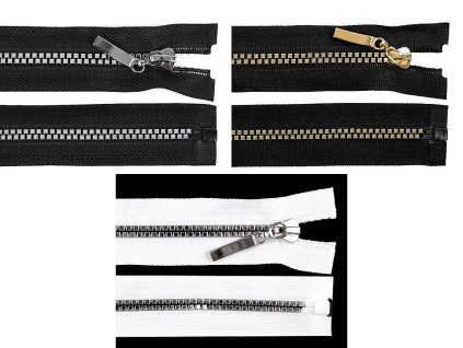 Kostěný zip No 5 délka 40 cm čtvercové zuby (Balení 1 ks, Varianta 1 (322) černá stříbrná)