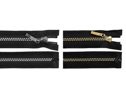 Kostěný zip No 5 délka 50 cm čtvercové zuby (Balení 1 ks, Varianta 1 (322) černá stříbrná)