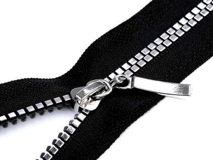 Kostěný zip No 5 délka 60 cm čtvercové zuby (Balení 1 ks, Varianta 1 (322) černá stříbrná)