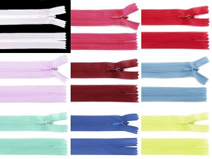 Spirálový zip skrytý No 3 délka 50 cm dederon (Balení 1 ks, Varianta 148 červená)