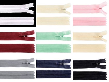 Spirálový zip skrytý No 3 délka 35 cm dederon (Balení 1 ks, Varianta 101 bílá)