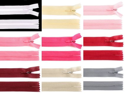 Spirálový zip skrytý No 3 délka 60 cm dederon (Balení 1 ks, Varianta 101 bílá)