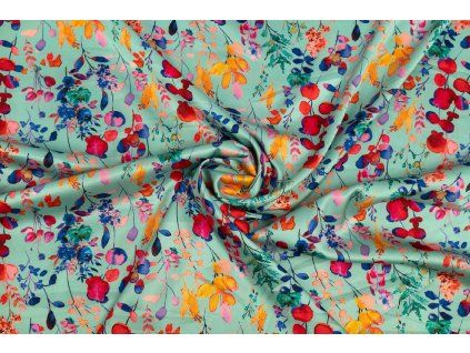 86665 2 umele hedvabi silky barevne kvitky na mintu