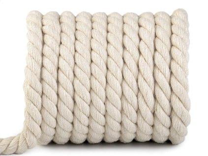 Bavlněná šňůra kroucená Ø15 mm macrame (Balení 1 m, Varianta režná světlá)
