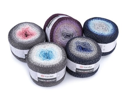 Pletací příze Flowers Moonlight 260 g (Balení 1 ks, Varianta 1 (3279) růžová střední šedá)