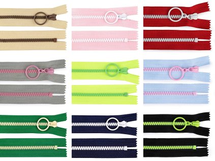 Kostený zips farebný No 5 dĺžka 20 cm (Variant 3 růžová sv. bílá, Balenie 1 ks)