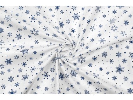 bavlnene platno modre vlocky a puntiky na bile