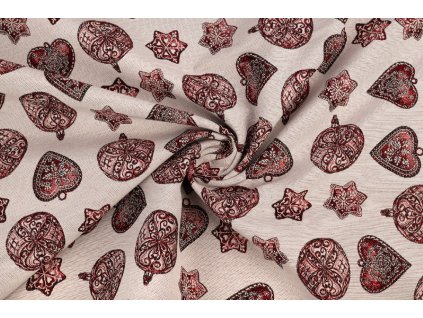 bavlna rezna vanocni ozdoby s cervenym glittrem