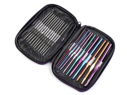 Sada háčků na háčkování v pouzdře (Balení 1 sada, Varianta 1 fialová)