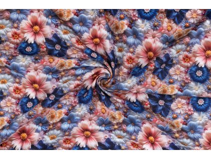 bavlnene platno pastelove kvety