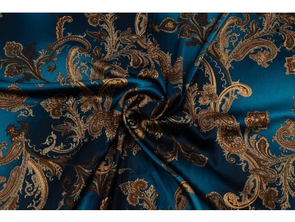 95517 1 umele hedvabi silky armani kasmirovy vzor na tmave petrolejova