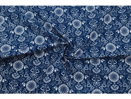 bavlnene platno modrotisk na modrobily folklor