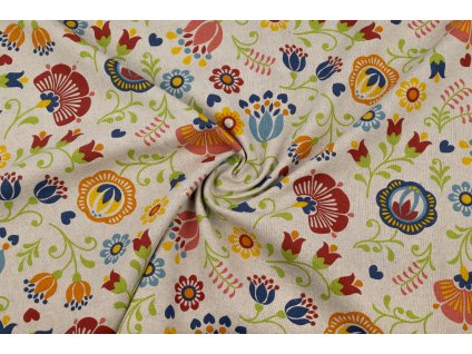 bavlna rezna barevne kvetiny folklor