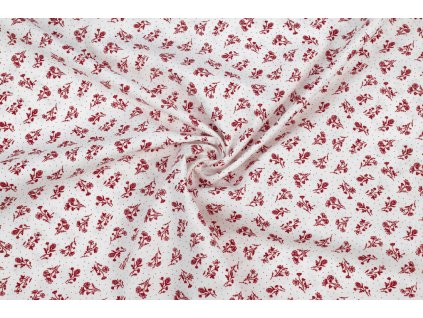 bavlnene platno tisk cervene kviti