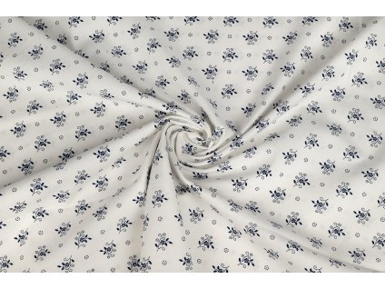 bavlnene platno modrotisk drobne kviti