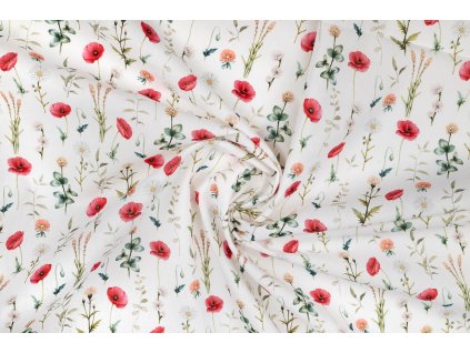 bavlnene platno vlci mak a lucni kviti
