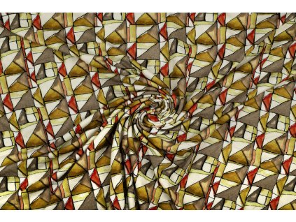 111837 uplet viskozovy abstraktni geometrie khaki