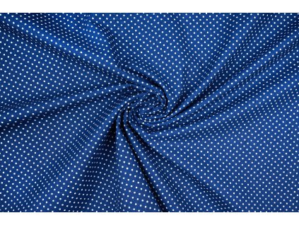 bavlnene platno puntik bily tmave modre