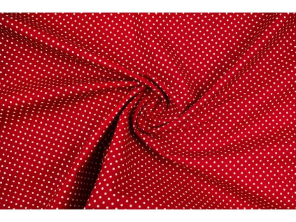 bavlnene platno puntik bily na cervene